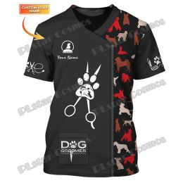 PLstar Cosmos Dog Groomer Pattern Grooming Personalised Name 3D Full Printed Mens t shirt Summer Unisex Casual Tee Shirt DW232