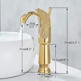 Golden Swan Basin Sink Faucet Single Handle Countertop Bathroom Mixer Tap Deck Mounted Brass Hot Cold Water Tap Chrome Mixer Tap