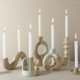 Candle Holders Dual Colour Retro Ceramic Decorative Candlestick Ornaments