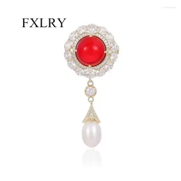 Brooches FXLRY Cubic Zircon Inlaid Christmas Tree Brooch For Women Banquet Wedding Dress Jewellery