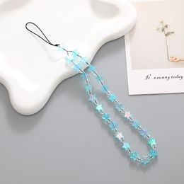 Anti-Lost Star Beaded Phone Chain Y2K Pendant Heart Beaded Phone Strap Heart Star Mobile Phone Lanyard Chain Phone Accessories