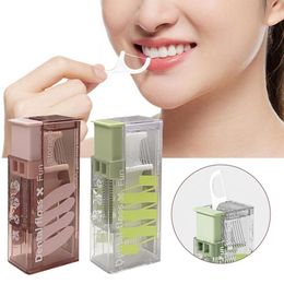 Automatic Dental Floss Storage Box Oral Hygiene Care with Dispenser 10pcs Floss Dental Convenient Floss Dental Portable M2I7