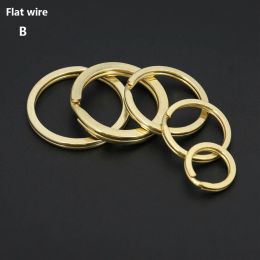 10pcs Split O Rings Solid Brass Double Loop Keyring Quality 10-38mm Keychain Keys Holder DIY Leather Craft hardware