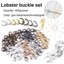 400pcs set lobster claw clasp 100pcs chain 100pcs 200 open jumper bracelet necklace for Jewellery making DIY crafts fastener hook