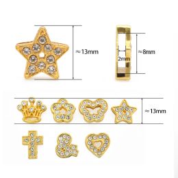 8mm Slide Charms Alloy Rhinestone Fit Wristband Bracelet Pet Collar Necklace Keychain Shoe Hat DIY Jewelry For Women Kids Gift