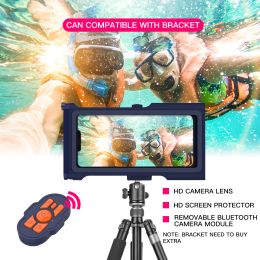 15M Bluetooth Diving Waterproof Case Housing Photo Video Taking Underwater Cover Case for iPhone Samsung Huawei Xiaomi Oneplus