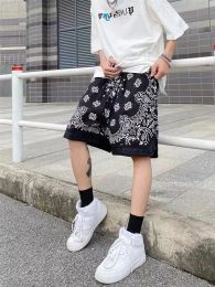 Cashew Flower Totem Casual Shorts Harajuku Printed Patchwork Shorts for Men Streetwear Loose Sweat Shorts Women West Coast