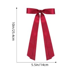 ncmama New Women Hair Bow Clips Korea Long Tassel Satin Double Layer Hairpin Elegant Ladies Bowknot Barrettes Hair Accessories