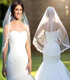 1 Layer White Ivory Elbow Length Lace Edge Bride Wedding Bridal Veil Comb elegant lace wedding the bride wedding veil comb 7139137