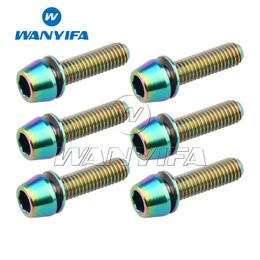 Wanyifa Titanium Bolts M5x16 18 20mm Bike Stem Bolts Taper Head with Washers for MTB Mountain Road 6pcs/lot