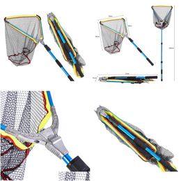 Fishing Accessories Leo Large Triangar Net Blue Aluminium Alloy Quick Folding Pole Portable Lightweight Telescopic For Drop Delivery Sp Dhxmu