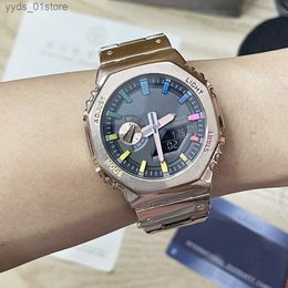 Women's Watches Full-featured Brand Wrist es LED Dual Display Men Women Casual Sports Stainless Steel Metal Electronic Analogue Digital Waterproof Full GA Clock 21 L46