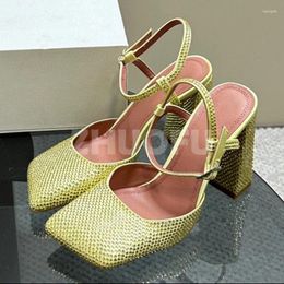 Sandals Women Sandal Summer 2024 Style Solid Colours Upper Thick Heel Design Square Toe Cap Ladies Shoes Fashion Versatile