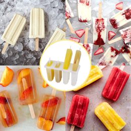 Popsicle Molds, 4 Cavities Homemade Ice Cream Mould Reusable Easy Release Ice Pop Moulds & 50 Wooden Sticks