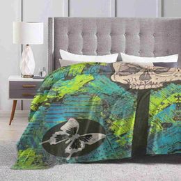 Blankets Carnage Asada Creative Design Light Thin Soft Flannel Blanket Skulls Butterfly Emo Gothic Horror Weird Colourful