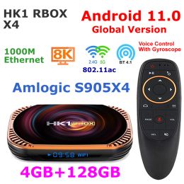 Box Android TV BOX Android 11 S905X4 Quad Core 4G 128G HK1 RBOX X4 Smart TV BOX 5G Dual WIFI 1000M LAN 8K Video Codec TV Set Top Box