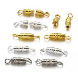 50pcs Screw Type Jewellery Clasp Cylinder Fasteners Buckles Hook Connector for Jewellery Making Bracelets Necklace End Accessories