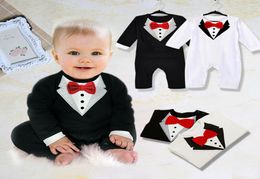 Spring Autumn Newborn Infant Baby Boy Girl Romper Clothes Long Sleeve Gentleman Bow Tie Toddle Kids Bebes One Pieces Tracksuit9456842