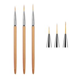 Professional 3Pcs Acrylic French Stripe Nail Art Line Painting Pen 3D Tips Line Stripes DIY Drawing Pen UV Gel Brushes Manicure