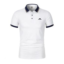 JLindeberg High Quality Cotton Summer Mens Short Sleeve Polo Shirt Fashion Short Sleeve Golf Top Business Casual Style 240408