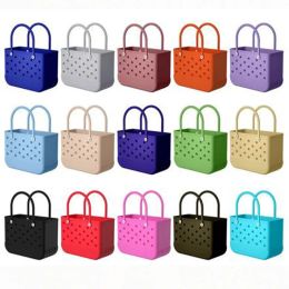 Multiple Colour Rubber Beach Bags EVA with Hole Waterproof Sandproof Durable Open Silicone Tote Bag for Outdoor Beach Pool Sports