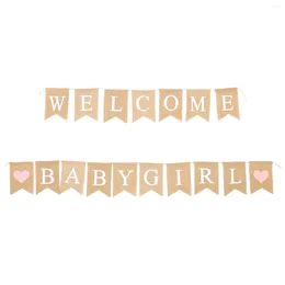 Party Decoration Linen Banner Swallowtail Hanging Garland Flag Baby Birthday Bunting Flags