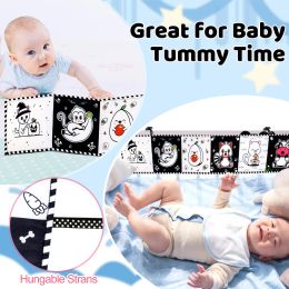 Black and White High Contrast Baby Toys 0-6 Months Soft Book for Newborn Brain Develop Montessori Learning Activities for Babies