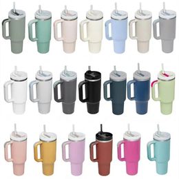 40 oz water bottle car mug Stainless steel travel cup large capacity Handle with lid and straw insulated 240409