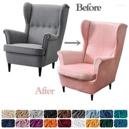 Chair Covers Solid Colour Wing Cover Stretch Velvet Wingback Armchair Removable Relax Sofa Slipcovers With Seat Cushion