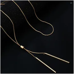 Pendant Necklaces Shineland Style Creativity Long Tassel Metal Charm Women Sweater Necklace Fashion Simple Lady Cocktail Jewellery