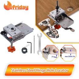 Woodworking Hole Drilling Guide Locator 35mm Hinge Boring Jig with Fixture Aluminium Plastic Hole Opener Template Door Cabinets