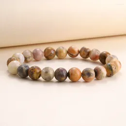 Strand 1pcs 8mm Crazy Agate Natural Stone Handmade Beaded Bracelet For Women Trend Energy Charm Gift