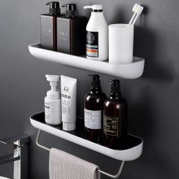 Bathroom Shelf No Drill Organizer Shower Storage Rack Black/Grey Corner Shelves Wall Mounted ABS Material Toilet Shampoo Holder