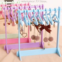 Acrylic Mini Earring Display Stand Coat Hanger Rack Style Necklace Jewelry Storage Show Case Hook Gift for Girls Women Decor