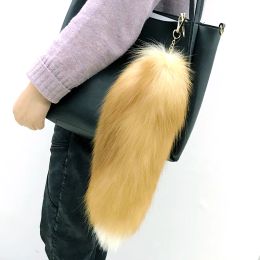 Real Fox Fur Tail Keychain Large Natural Fur Tail Keychain Pendant Cosplay Tail Cute Wolf Fox Tail Fur Car Keychains for Women