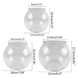 Plastic Round Aquarium Unbreakable Clear Desktop Fish Bowls for Small Fish, Multiple Size Vases for Candy Ornament Holder