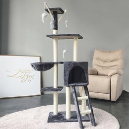 Cat climbing frame furniture Cat scratch Cat tree tower house Cat condo One large cat shelf Non-occupied scratching post Cat toy