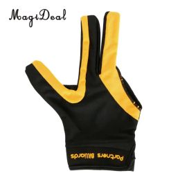 MagiDeal High Quality 1Pcs Three Fingers Full-Finger Snooker Pool Cue Billiard Glove for Right Hand 21cm Yellow Black/Red Black