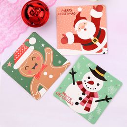 Mini Santa Claus Merry Christmas Tree Paper Greeting Postcards Wishes Craft DIY Kids Festival Greet Cards Gift Kawaii Stationery