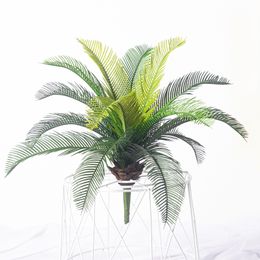 45cm Artificial Palm Tree Tropical Plants Plastic Palm Leaves Green Monstera Fake Coconut Leafs For Home Office Wedding Decor