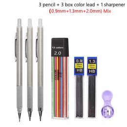 Full Metal 2.0 mm Mechanical Pencils Leads Set for Art Drawing Painting Color 2B Automatic Pencils Office School Pens Supplies