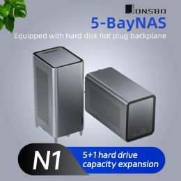 Towers JONSBO N1 Aluminum Chassis Structure 5+1 Bay Hard Disk Location HotSwappable For ITX Motherboard Storage with Case Fan