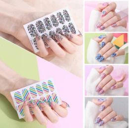 1 Sheet Self Adhesive Nail Art Decal Manicure Decorations Leopard Plaid Nail Polish Nail Wraps Tips Women DIY Beauty Nails Strip