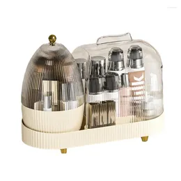 Storage Boxes Makeup Brush Holder With Cover Clear Spinning Organiser Dustproof Case Rotatable Cosmetic Box Holders