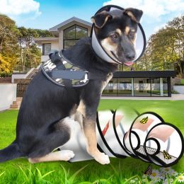 Dog Cat Cone Collar for After Surgery Anti-Bite Lick Dog Recovery Collar Elizabethan Translucent Reusable Soft Dog Cone S-3Xl