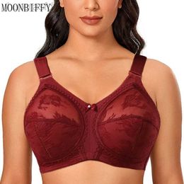 Bras Large Size Sexy Bra for Women Ladies Underwear Translucent Lace Chiffon Wireless Minimizer Lingerie Brassiere Bralette Tops 240410