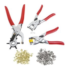 Punch 128Pcs/Set Leather Hole Punch Repair Tool Eyelets Grommets + Pliers Kit New