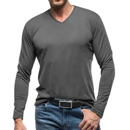 Men's T Shirts Long-Sleeved T-Shirts For Man Autumn Winter V Neck Shirt Solid Color Bottoming Thin Cozy T-Shirt Male Clothing Hombre