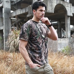 ESDY Outdoor Round Collar Camouflage Short-sleeved Breathable Sports Quick-drying Outdoor Tactical Training Military Fan T-shirt