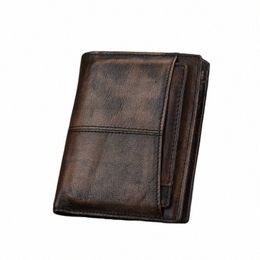 motaora Men's Wallet Oil Wax Cowhide Short Purse Vintage Coin Bag Men Genuine Leather Wallets Distred Solid Clutch For Male O6CO#
